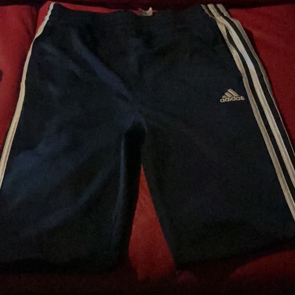 adidas Dark Blue Track Pants with White Stripes